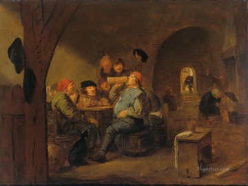  Drinking Oil Painting - the master of drinking Baroque rural life Adriaen Brouwer